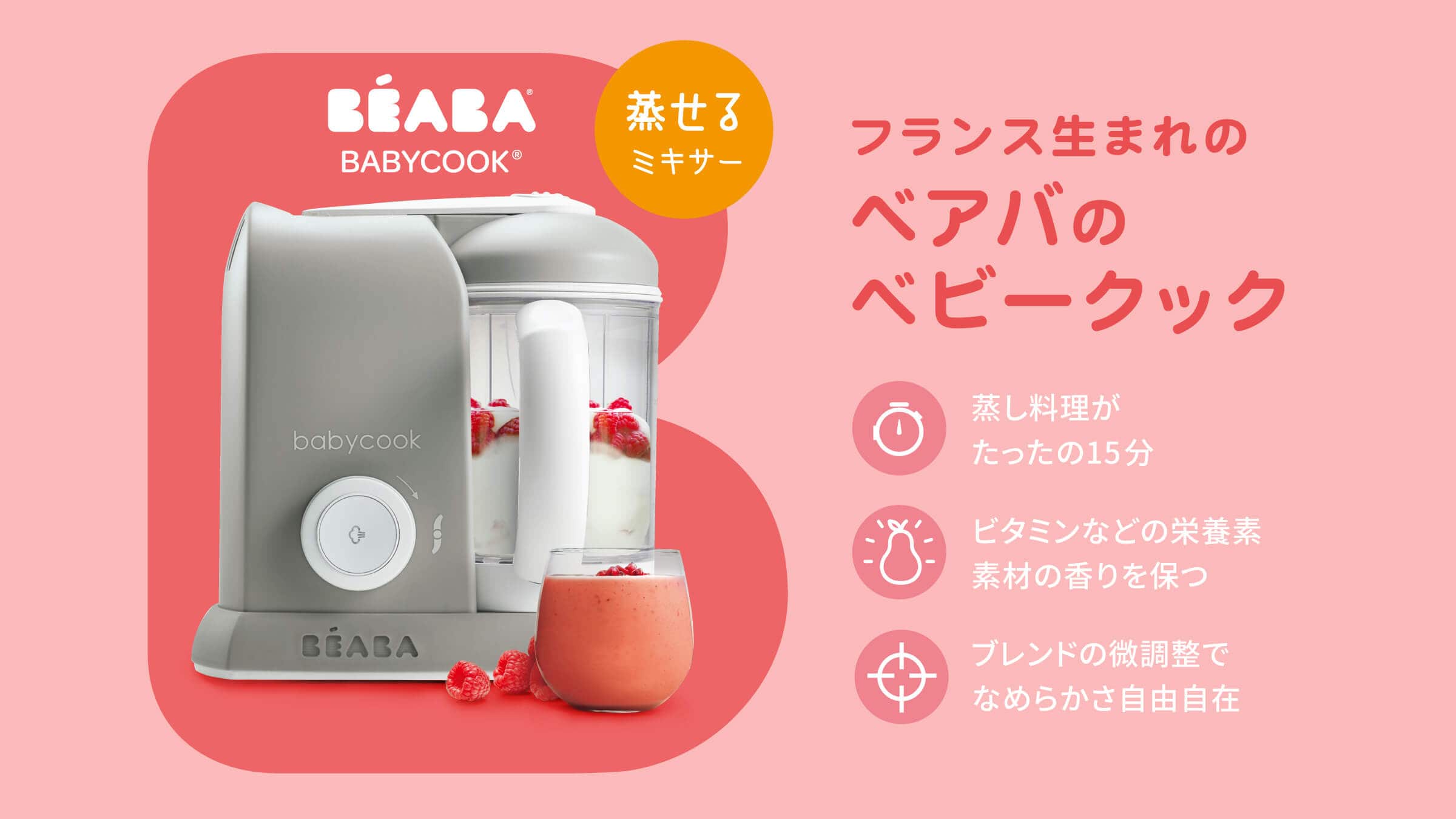 BEABA ベアバ ベビークック離乳食メーカー＆吸盤付きシリコンボウル グレー